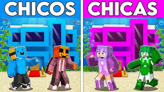 CHICOS vs CHICAS: BASE SECRETA SUBMARINA en Minecraft! screenshot 1