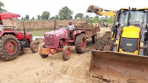 New Jcb Ecoxcellence Making Pond And Loading Soil On Mahindra And Swaraj Tractor | Jcb And Tractor
