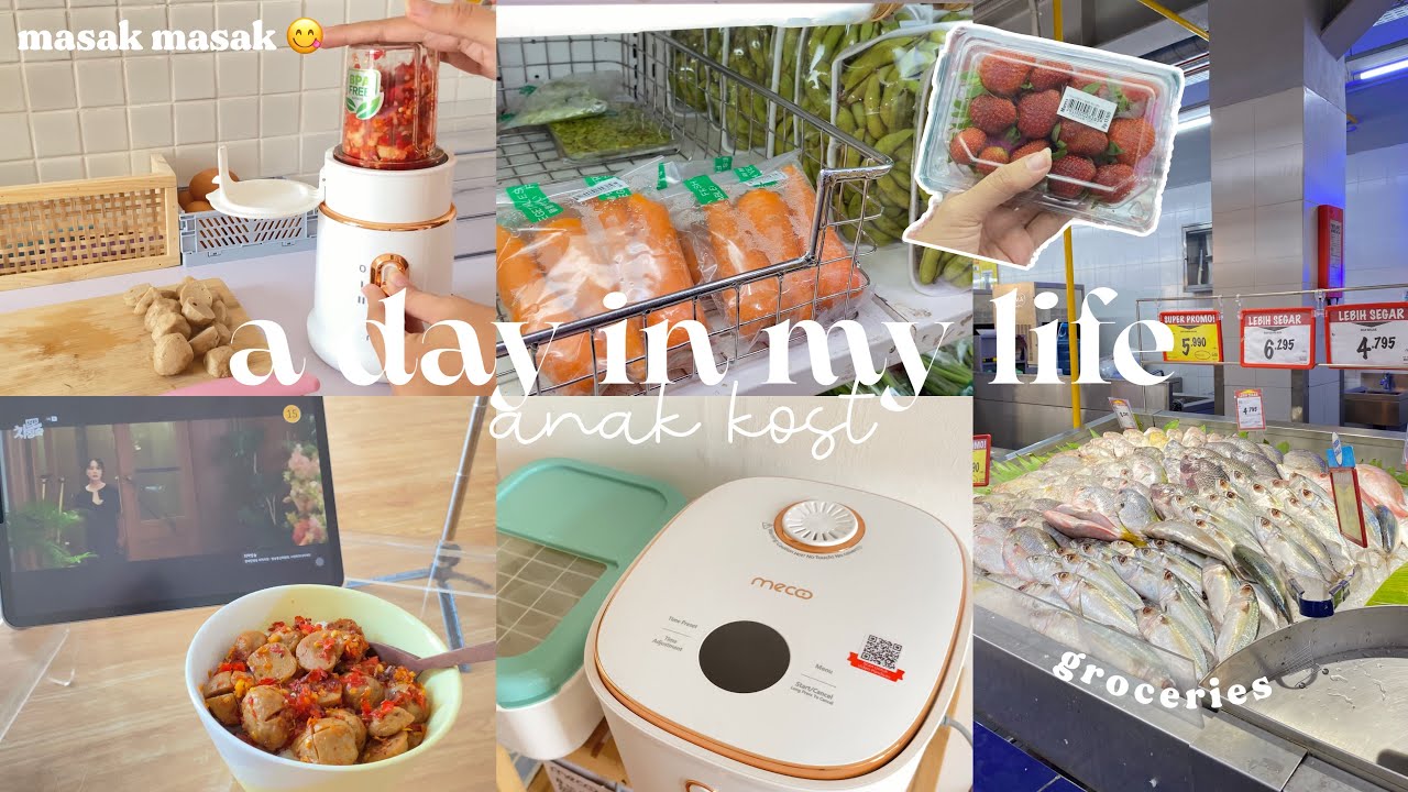 A DAY IN MY LIFE ANAK KOST : groceries | rutinitas anak kost | masak dikamar with rice cooker mecoo