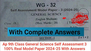 💯Ap 9th class science Fa3 real question paper and answers 2025|9th science self assessment 3 paper