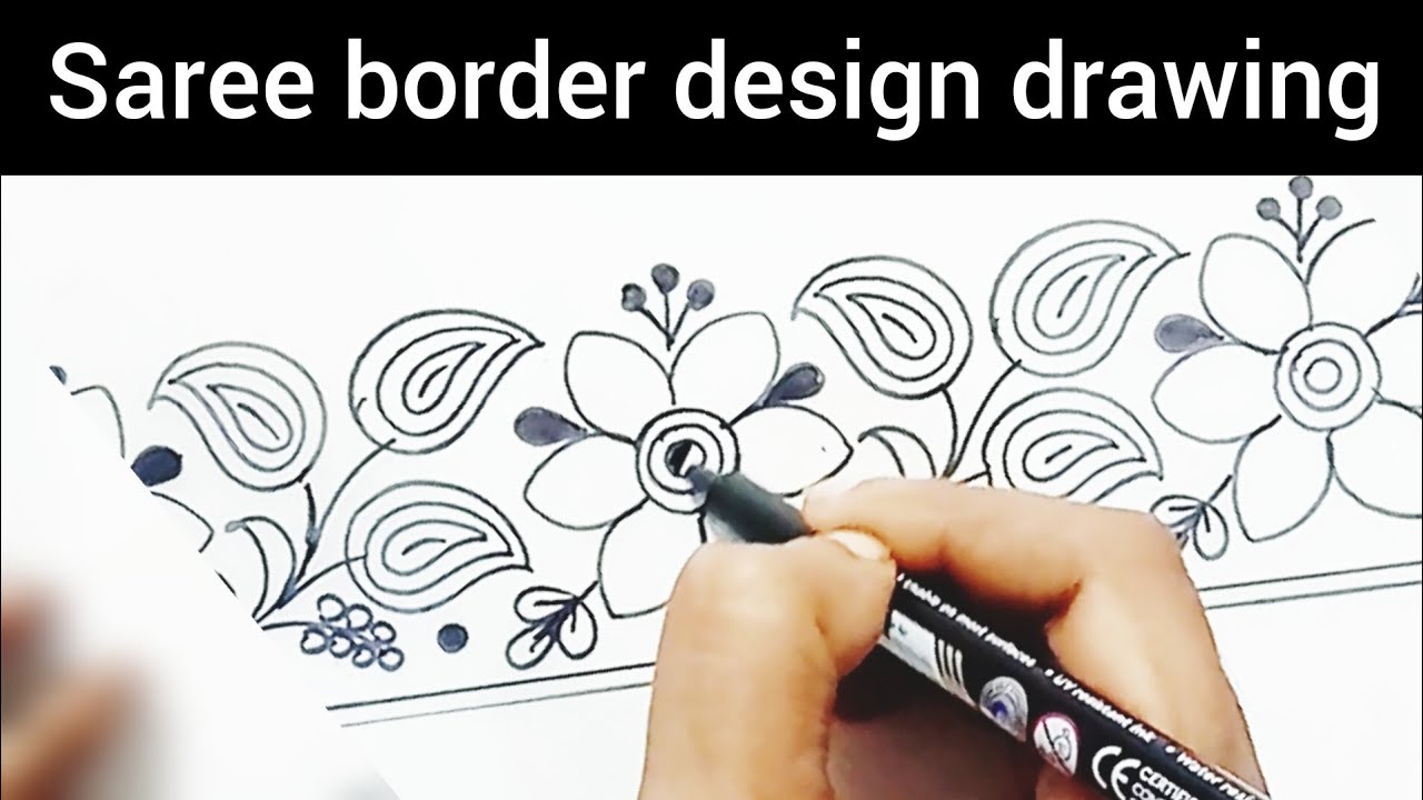 Latest border line design drawing for embroidery Easy Rose flower border  for Saree Pencil Shading - YouTube