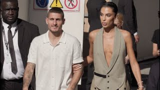 Jessica Aidi and Marco Verratti at the Louis Vuitton Womenswear Fashion show in Paris