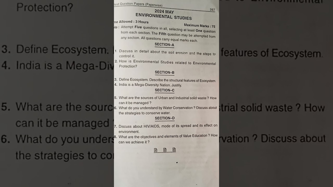 GNDU B.com 4th semester 2024 environmental studies
