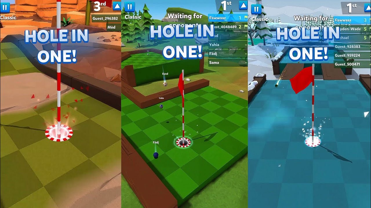 GOLF BATTLE - HOLE IN ONE COMPILATION ON ALL 3 TIERS - YouTube