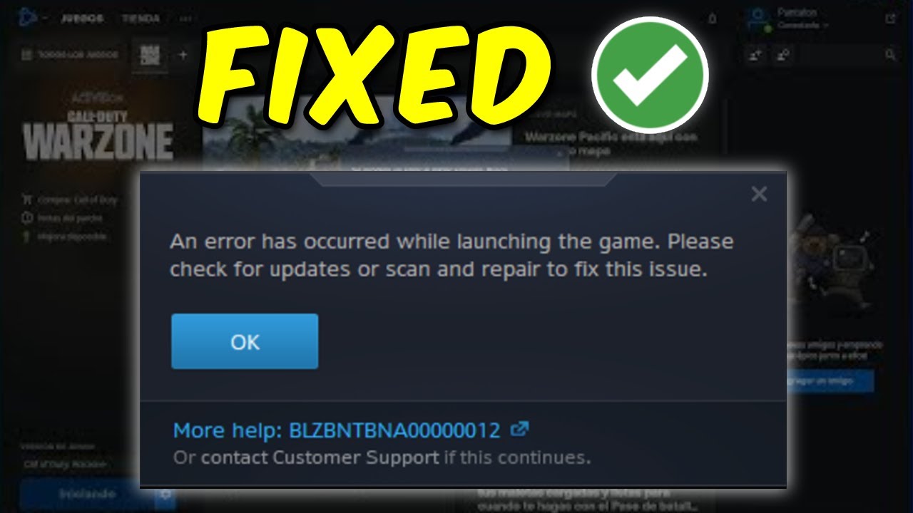 How To Fix BLZBNTBNA00000012 Error Warzone Not Launching or Running from Battle  Net Client 