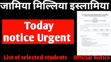 Jamia Millia Islamia today notice 2022 selected Candidates 2022 list cutoff