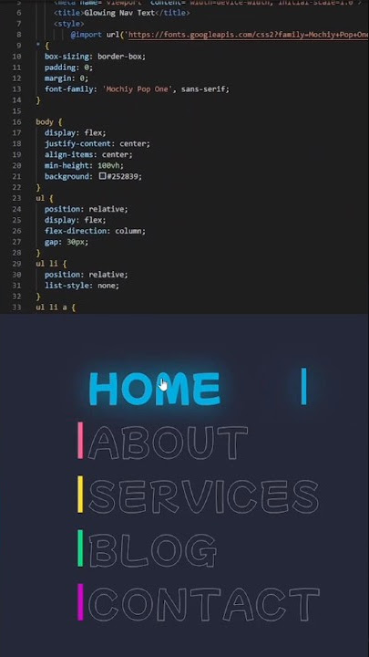 glowing_nav_text in html&css #shorts  #reels #html #htmlcss #htmlcoding #coding