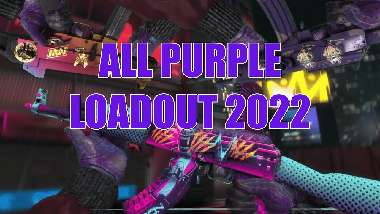 Complete Purple CSGO Loadout 2022 (w/ knife, gloves, and stickers)