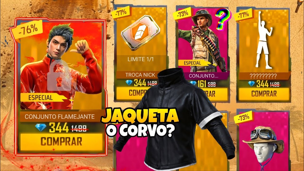 CORRE!! EVENTO DO AVENTUREIRO, PEGUE SUA SKIN E JAQUETA O CORVO? NO FREE FIRE