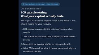 PCR capsule testing: what your explant actually finds. Live August 20.