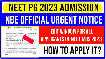 🩺Edit Window for all applicants of NEET-MDS 2023 | NBE Urgent Notice | How to Apply? | NEET PG Tamil