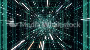 Abstract creative cosmic background, hyper jump into another galaxy through the green tunnel