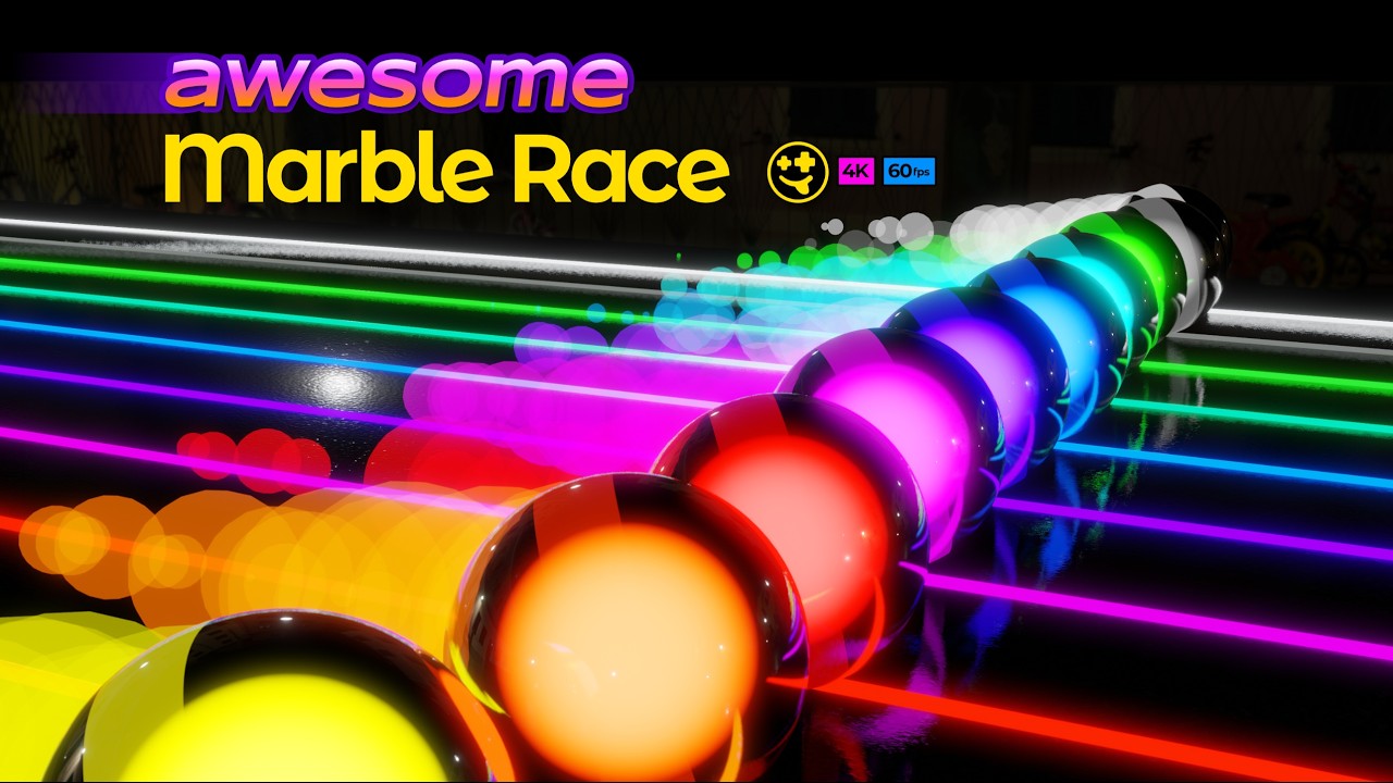 Awesome Marble Race at Night  | #marbles #marblerace #marbletrack #blender #animation #physics #3d