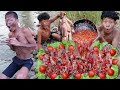 Primitive Cooking Squid Recipe Technology Eating Delicious