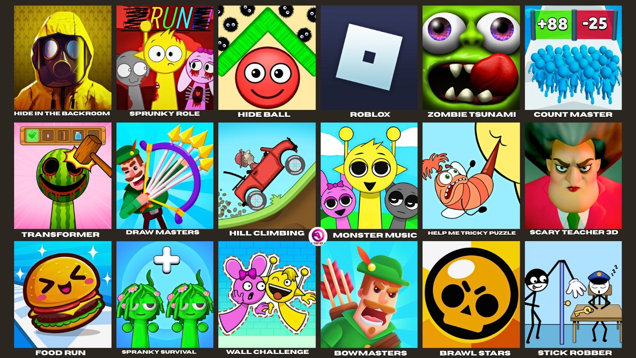 Spranky Survival,Spranky Run,Sprunky Monster Music,Sprunki Transformer,Sprunky Role,Wall challenge