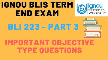 Objective Type Questions of BLI-223/ Part 3/ Important Questions BLIS/ Bachelor of Library Science