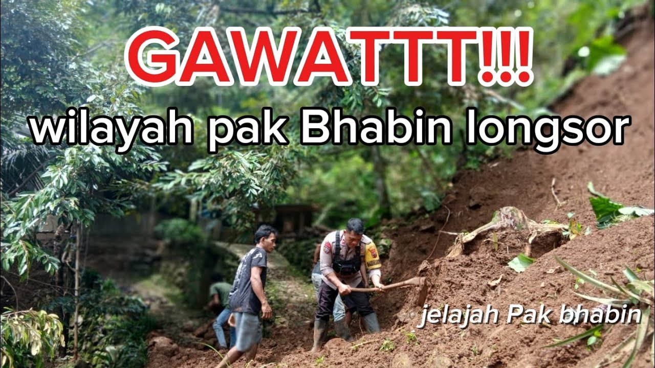 Pak Bhabin mendatangi lokasi longsor di Karangjambe, watu agung, tambak