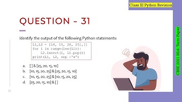 Question - 31 | Class 12th CBSE 2021 Computer Science Mid-Term Paper | Lists in Python