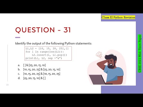 Question - 31 | Class 12th CBSE 2021 Computer Science Mid-Term Paper | Lists in Python
