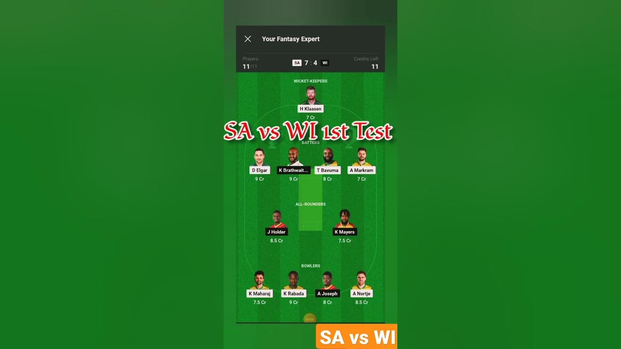 SA Vs WI 1st Test South Africa Vs West Indies Test Match Dream11 sa-vs-wi-1st-test-south-africa-vs-west-indies-test-match-dream11