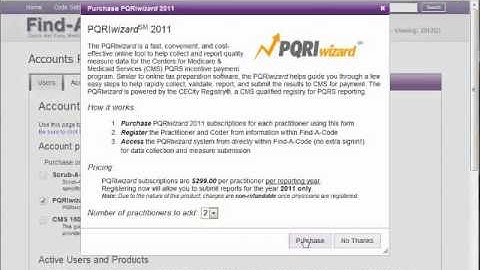 FindACode - Accessing PQRI Wizard
