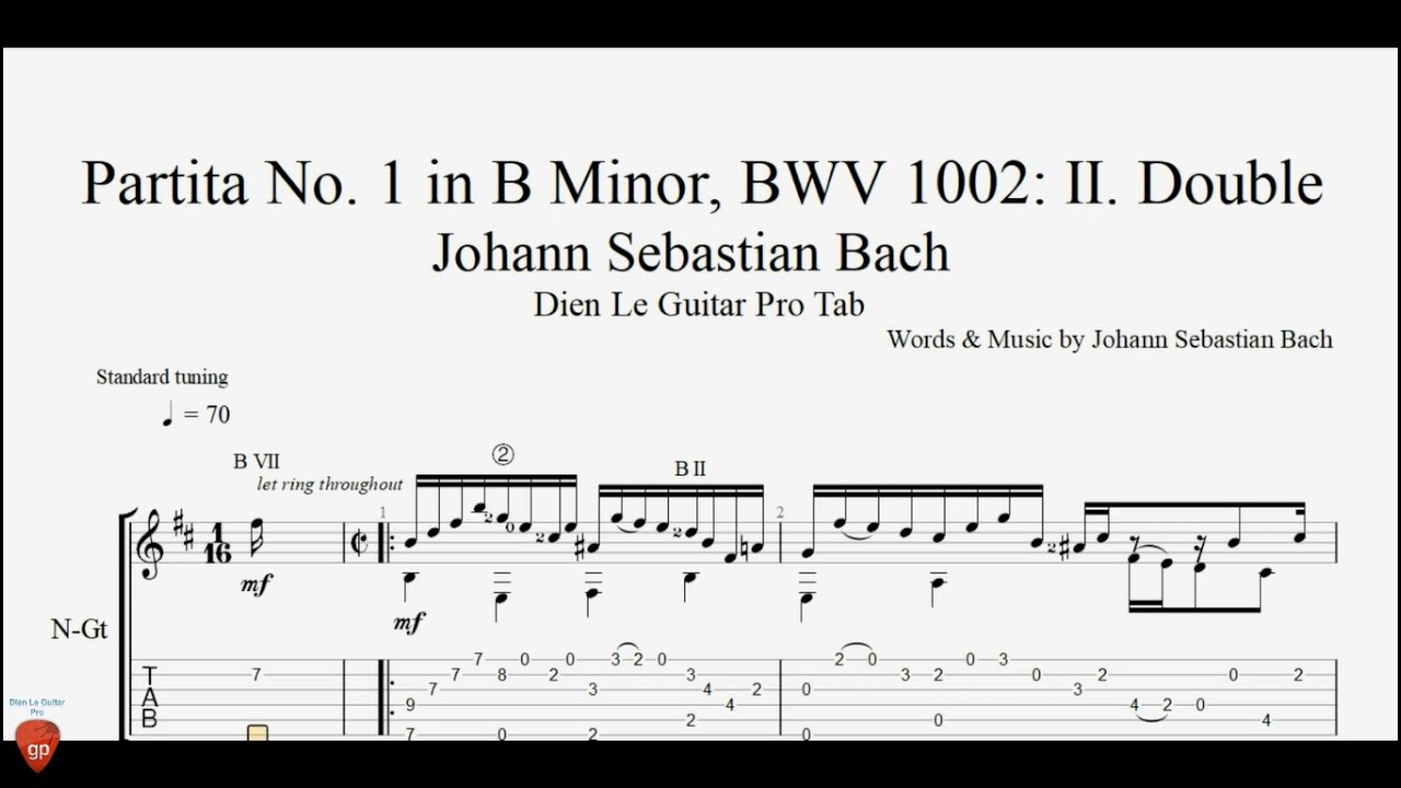 How to Play Bach’s Partita No.1 in B Minor,BWV1002 II.Double on Guitar