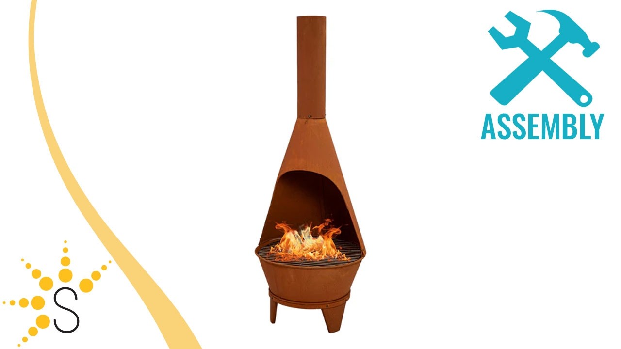 Sunnydaze Large Chiminea Outdoor Fireplace with Grill Grate - 58