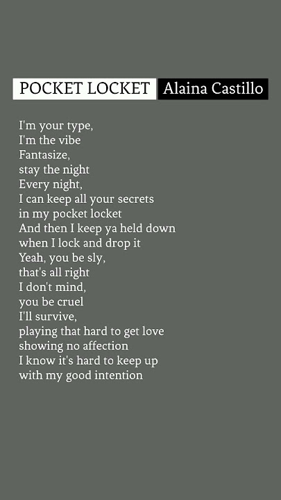 Pocket Locket - Alaina Castillo | lyrics #pocketlocket #alainacastillo #imyourtype