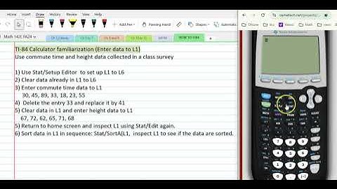 Math 142 TI 84 familiarization and data entry
