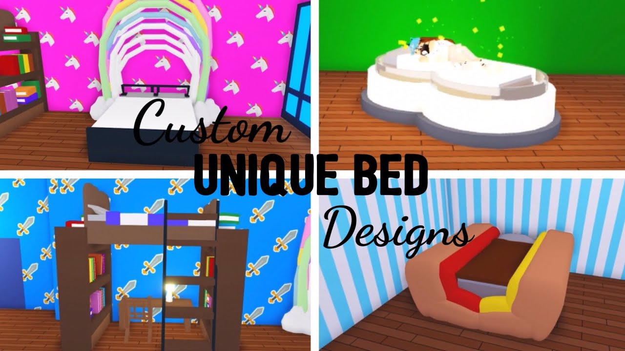 6 Custom Bed Design Ideas Building Hacks Roblox Adopt Me Its Sugarcoffee Youtube