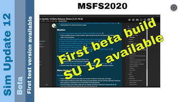 Flight Simulator 2020 - MSFS Update - Sim Update 12 - first beta released