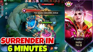 Fredrinn Best Rotation🔥| Enemy Surrender in 6 Minutes😱| Fredrinn Best Build and Amblem 2024 | MLBB