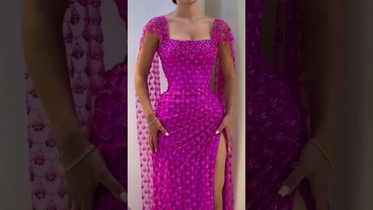To order this pink dress DM This couture gown is crafted in richly embellished lace, featuring a