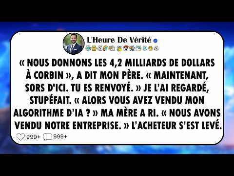 Mes parents ont vendu notre entreprise d'IA pour $4.2B et m'ont licencié. Ils avaient oublié que je