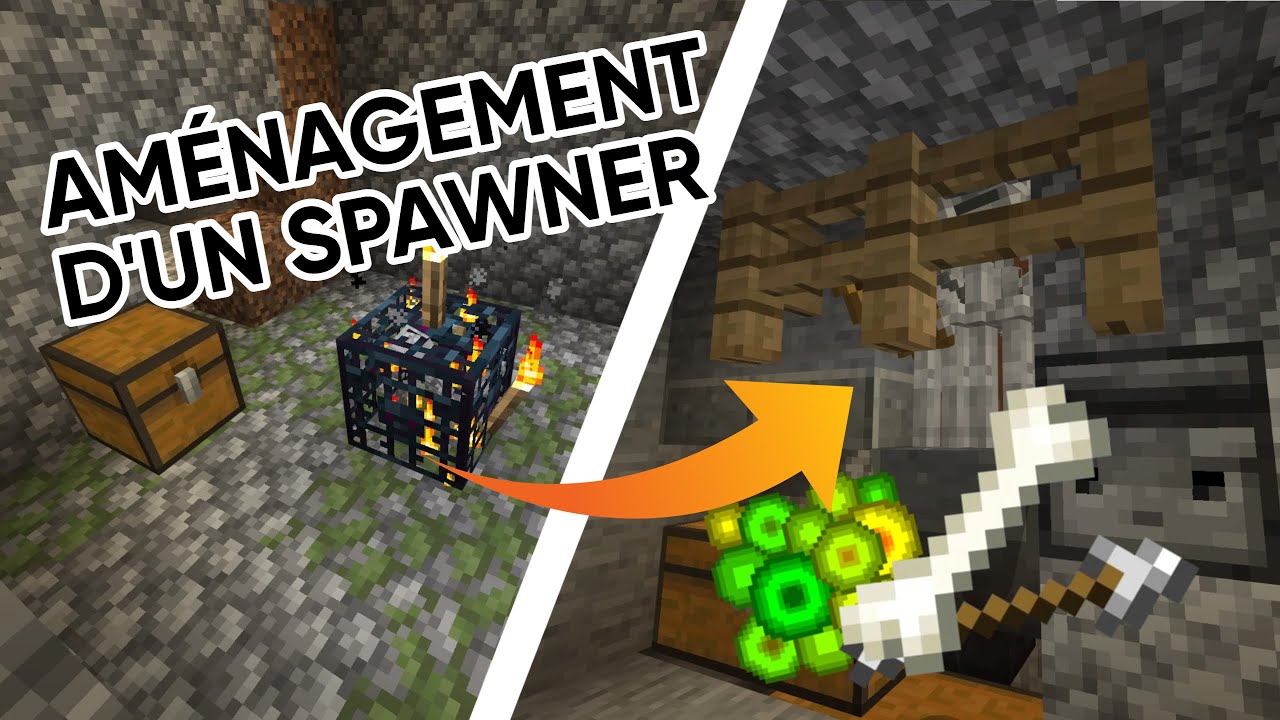 AMÉNAGEMENT D'UN SPAWNER A SQUELETTE - Tuto Minecraft - YouTube