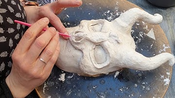 Paper mache clay (dragon)mask.
