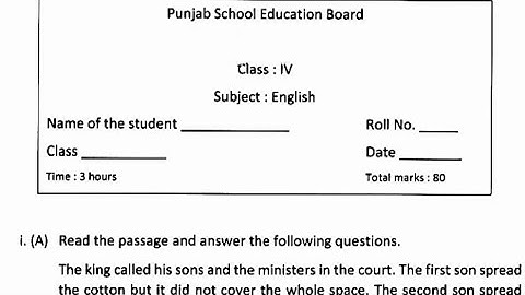 PSEB class 4, English sample paper 2023 #pseb #solved #samplepaper #class4 #english