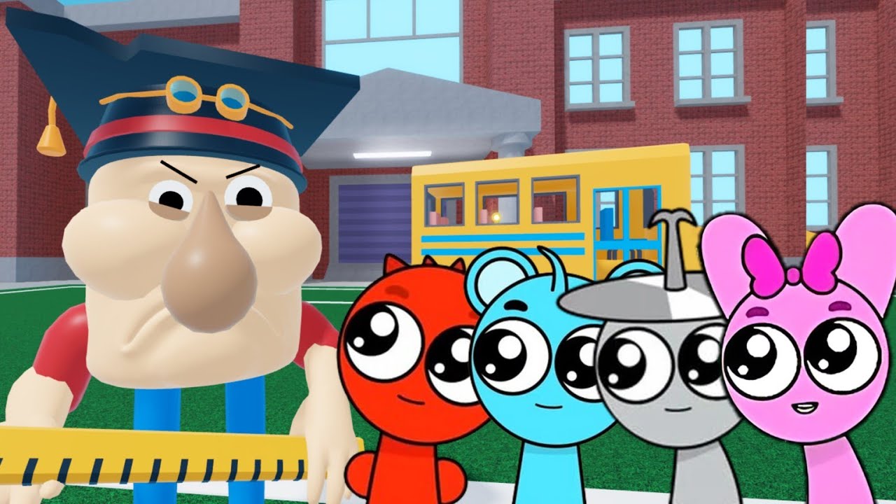Sprunki Baby Raddy & Sky & Clukr & Pinki Played Epic School Escape Obby ...