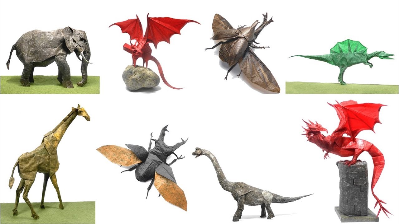 ORIGAMI COMPILATION: SHUKI KATO (time lapse) WESTERN DRAGON DINOSAUR