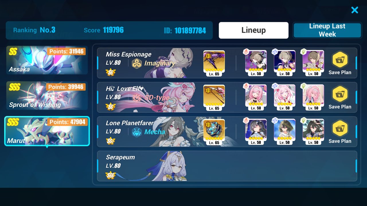 Memorial Arena EX: 31946-Assaka | 39946-SoW | 47904-Marut  [Honkai Impact 3rd]