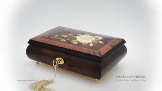 Exquisite Handmade Burl-elm Rosewoodal Jewelry Box with White Rose Floral Motif