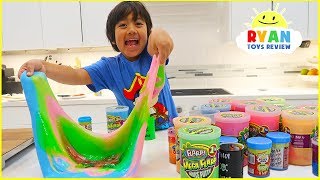 mixing all our slimes together making giant slime smoothies