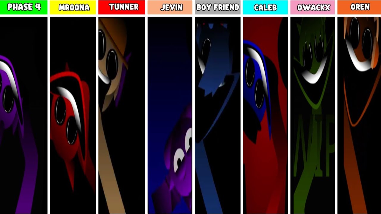 Phase 4 But Everyone Is MROONA,TUNNER,JEVIN ,BOY FRIEND ,CALEB ,OWACKX ,OREN In Incredibox Sprunki