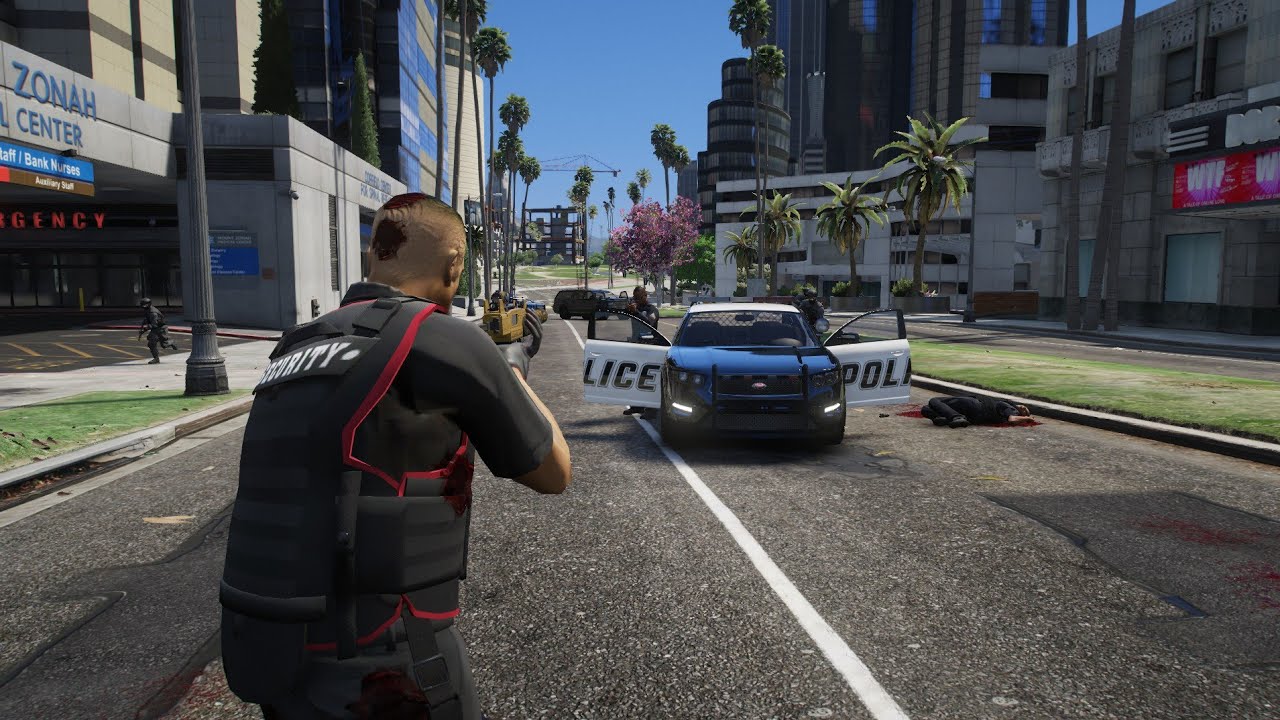 GTA 5 - First Person Hospital Massacre + Five Star Escape - YouTube