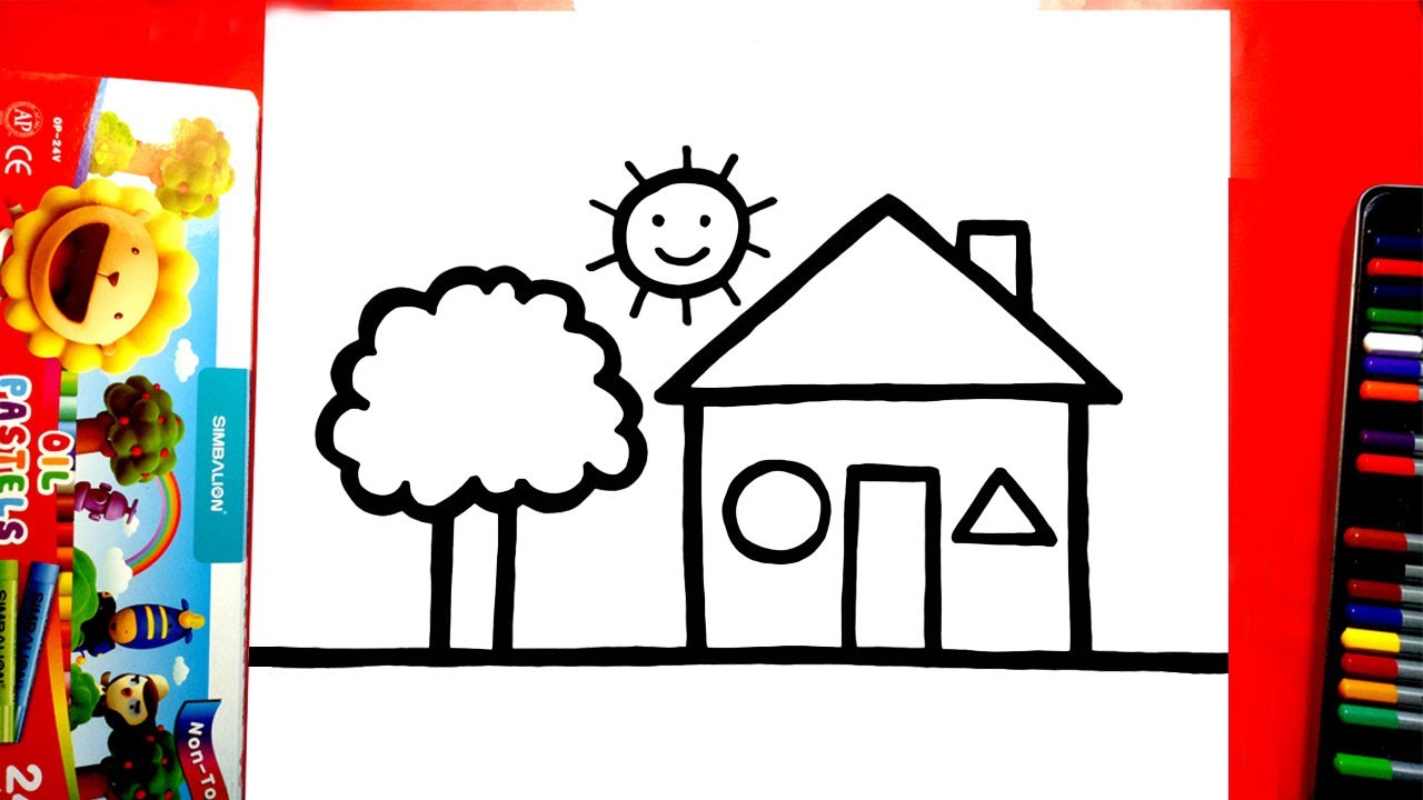 How To Draw A Simple But Beautiful House - How To Draw A Picture Of A House  - Youtube