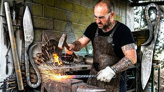 HERRERO en acción: CUCHILLO forjado a mano a partir de un TROZO DE HIERRO 🔥⚒️
