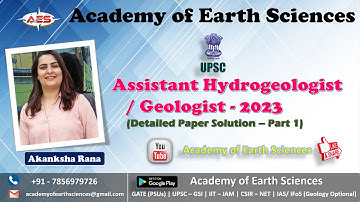UPSC - Assistant Hydrogeologist  / Assistant Geologist - 2023 | Detailed Paper Solution | Part - 1