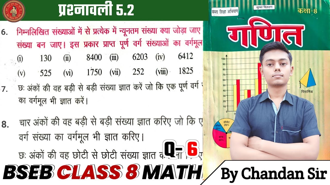 Bihar board class 8th math ex 5 2 q 6 square and