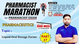 PHARMACIST EXAM MARATHON CLASS -27 | Pharmaceutics (1201- 1250) Liquid oral dosage form #gdc