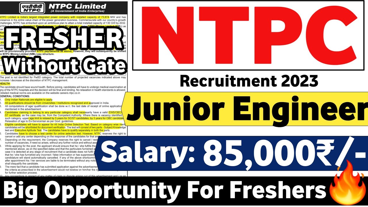 National Thermal Power Ltd Recruitment 2023 NTPC Ltd Jobs 2023 NTPC Ltd Job Vacancy